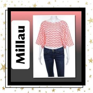 Millau Pink White Loose Open Back Chevron Top S